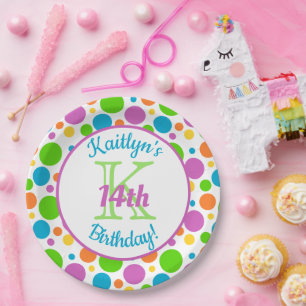 Colourful Polka Dots Birthday Party Paper Plate