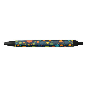 Colourful Polka Dots Black Ink Pen