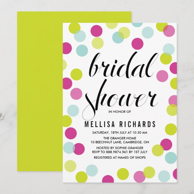 Colourful Polka Dots Bridal Shower Invitation (Front/Back)