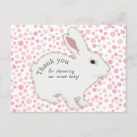Colourful Polka Dots Bunny Baby Shower Thank You