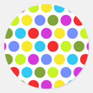 Colourful Polka Dots Classic Round Sticker