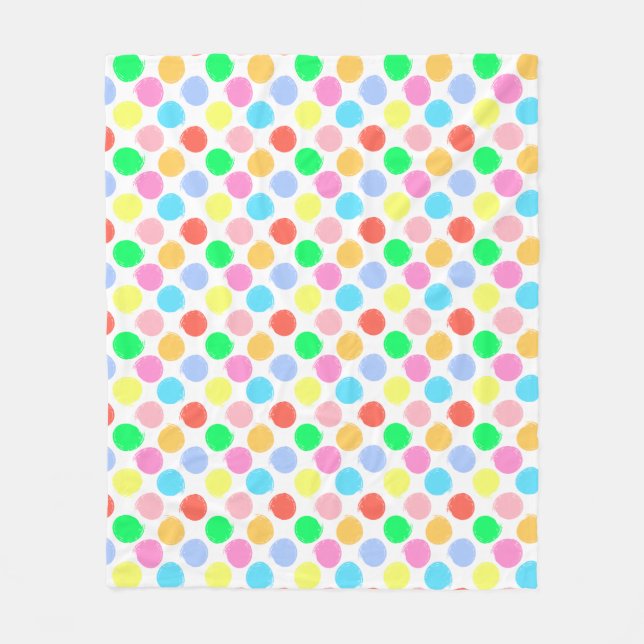 Colourful Polka Dots Fleece Blanket (Front)