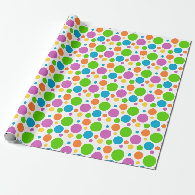 Colourful Polka Dots Gift Wrapping Paper (Unrolled)
