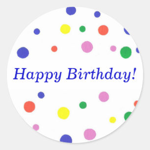 Colourful Polka Dots Happy Birthday Stickers