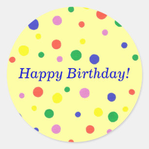 Colourful Polka Dots Happy Birthday Stickers
