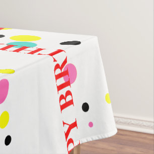 Colourful Polka Dots Happy Birthday Tablecloth
