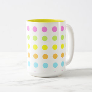 Colourful Polka Dots in Pastel Colours Two-Tone Coffee Mug
