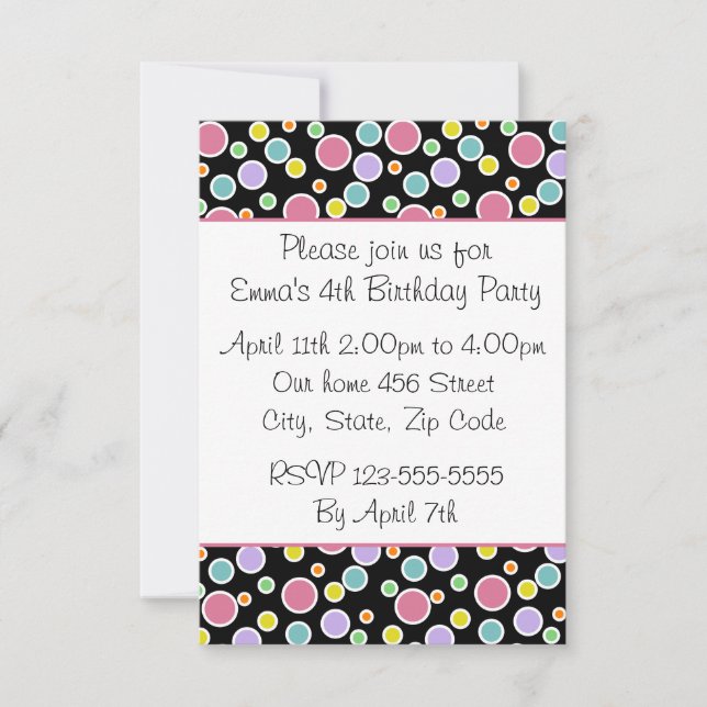Colourful Polka Dots Invitation (Front)