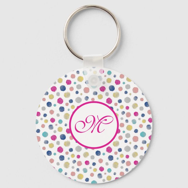 colourful polka dots  key ring (Front)