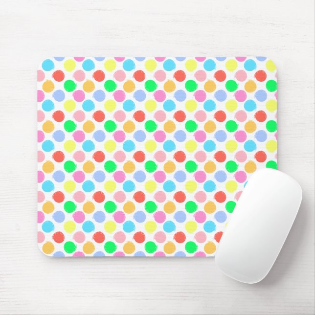 Colourful Polka Dots Mouse Mat (With Mouse)