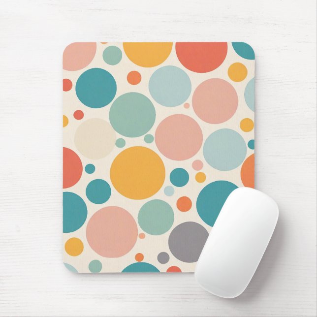 Colourful Polka Dots Mouse Mat (With Mouse)