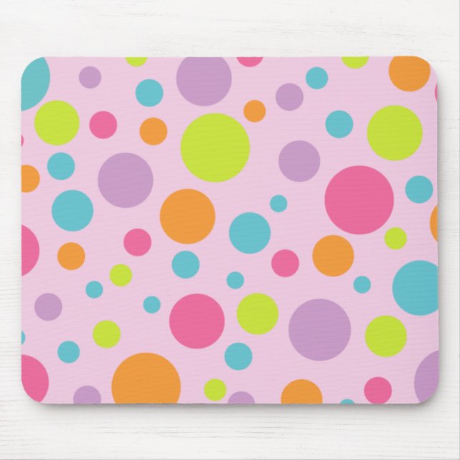 Colourful Polka Dots Mousepad (Front)