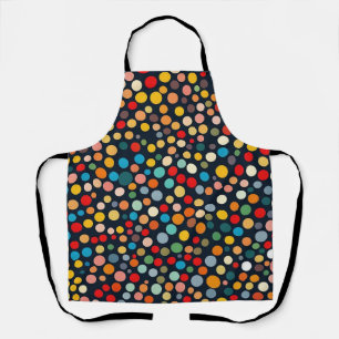 Colourful Polka Dots on Dark Background Apron