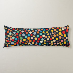 Colourful Polka Dots on Dark Background Body Cushion