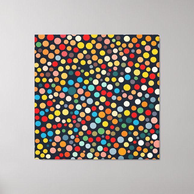 Colourful Polka Dots on Dark Background Canvas Print (Front)