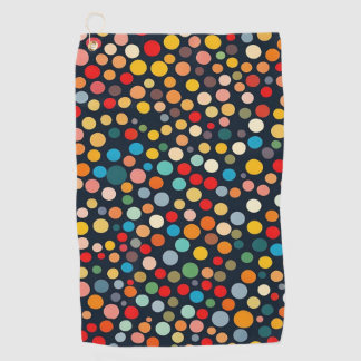 Colourful Polka Dots on Dark Background Golf Towel