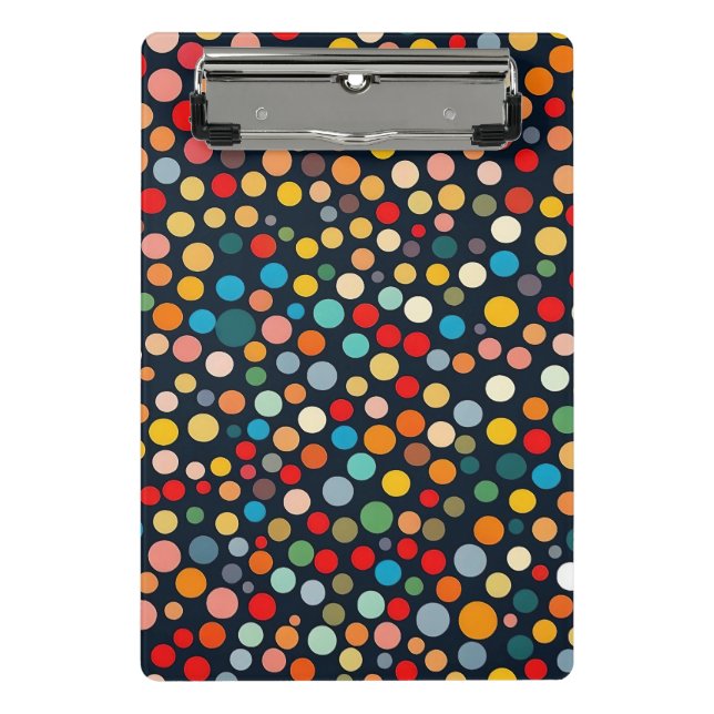 Colourful Polka Dots on Dark Background Mini Clipboard (Front)