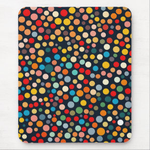 Colourful Polka Dots on Dark Background Mouse Mat