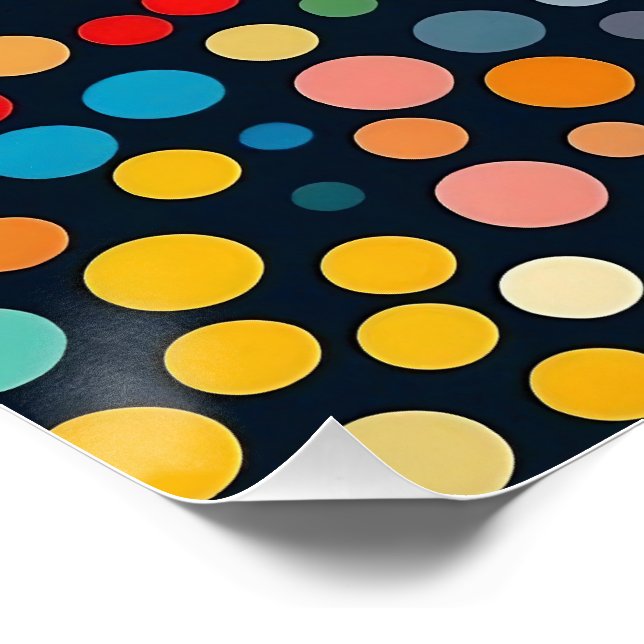 Colourful Polka Dots on Dark Background Poster (Corner)