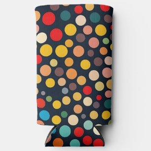 Colourful Polka Dots on Dark Background Seltzer Can Cooler