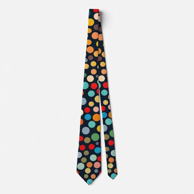 Colourful Polka Dots on Dark Background Tie (Front)