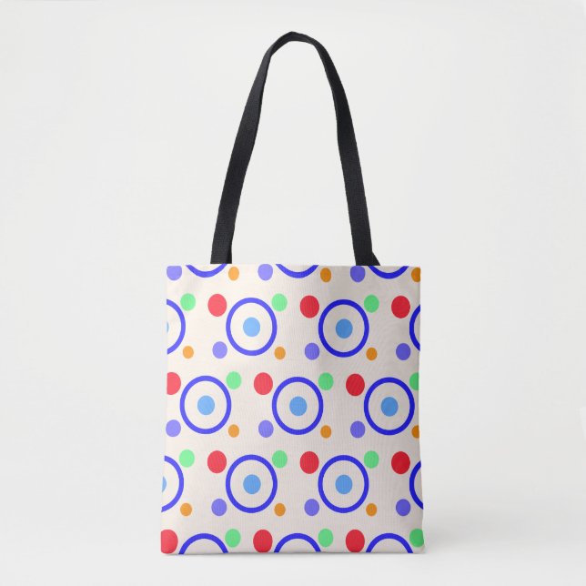 Colourful Polka Dots on Ivory Tote Bag (Front)
