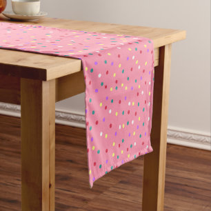 Colourful Polka Dots on Pink Short Table Runner
