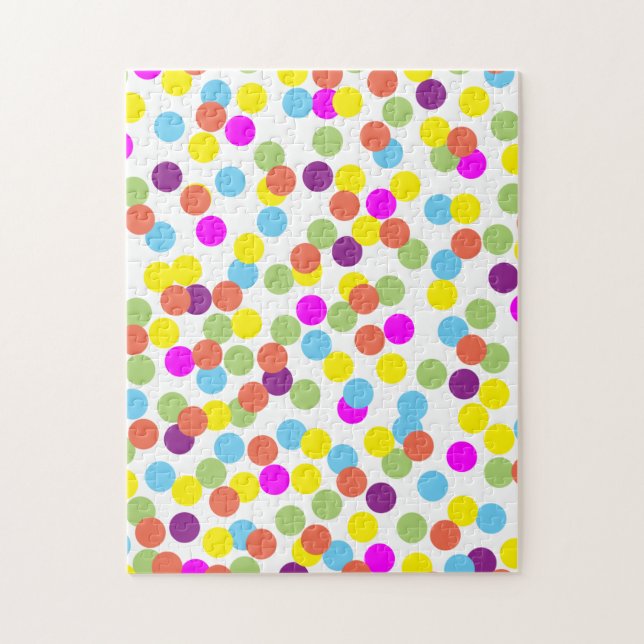 Colourful Polka-Dots on White Jigsaw Puzzle (Vertical)