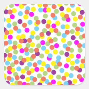 Colourful Polka-Dots on White Square Sticker