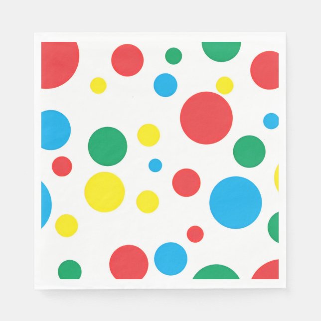 Colourful Polka Dots Paper Napkins; Choose Size Napkin (Front)