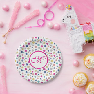 colourful polka dots paper plate