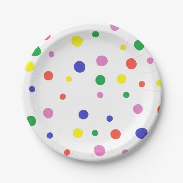 Colourful Polka Dots Paper Plates (Front)