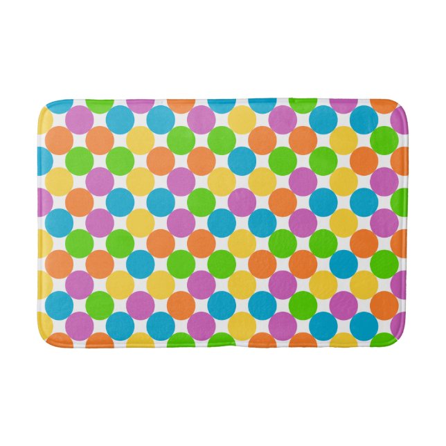 Colourful Polka Dots Pattern Bath Mat (Front)