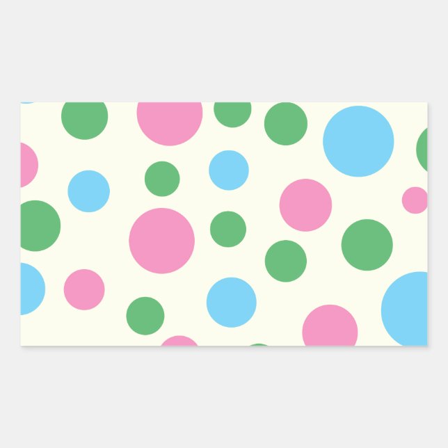 Colourful polka dots pattern rectangular sticker (Front)