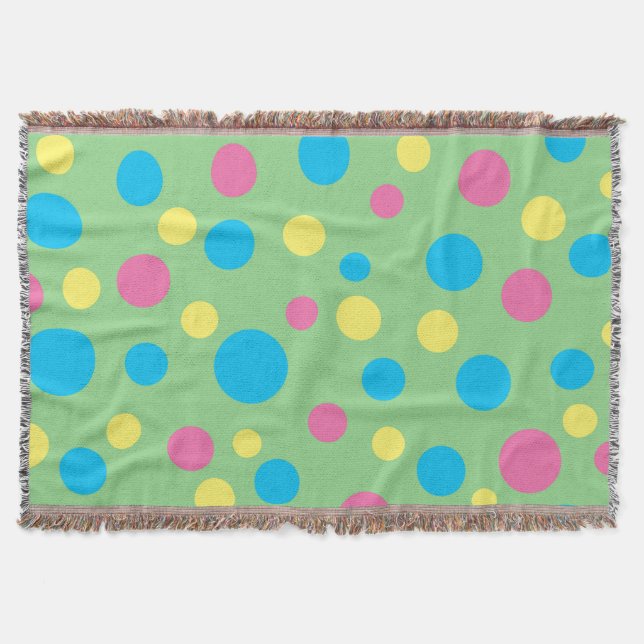 Colourful polka dots pattern throw blanket (Front)