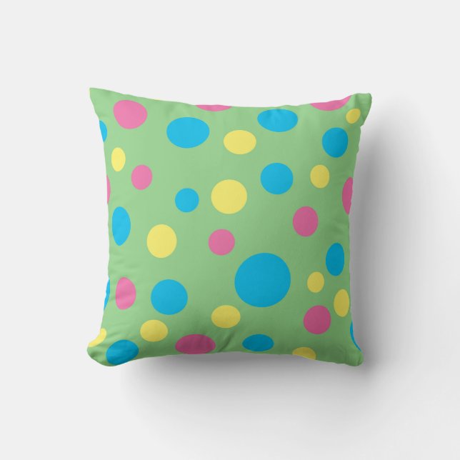 Colourful polka dots pattern throw pillow (Front)