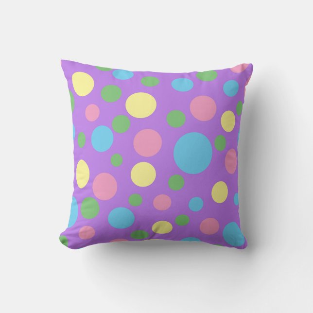 Colourful polka dots pattern throw pillow (Front)