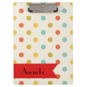 Colourful Polka Dots, Polka Dot Pattern, Your Name Clipboard