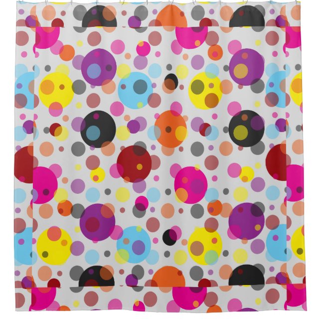 Colourful Polka Dots Shower Curtain (Front)