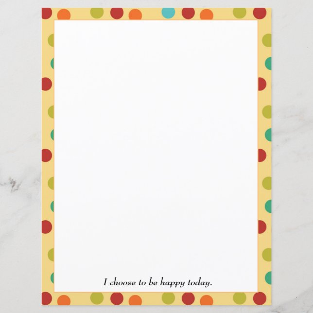 Colourful Polka Dots Stationery Paper (Front)
