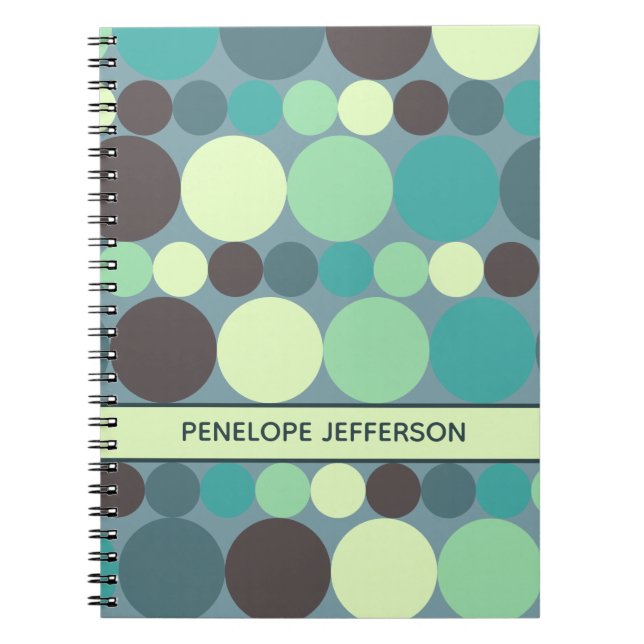 Colourful Polka Dots Stripe Simple Personalised Notebook (Front)