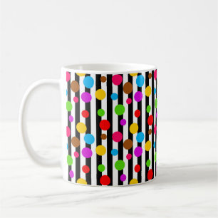 Colourful Polka Dots Stripes Coffee Mug