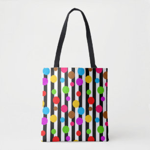 Colourful Polka Dots Stripes Tote Bag