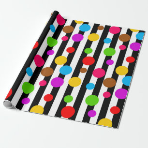 Colourful Polka Dots Stripes Wrapping Paper