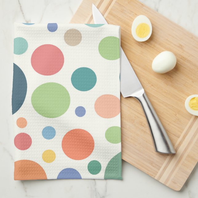 Colourful Polka Dots Tea Towel (Quarter Fold)