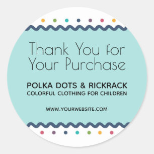 Colourful Polka Dots Thank You for Your Purchase Classic Round Sticker