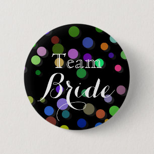 Colourful Polka Dots Wedding Team Bride 6 Cm Round Badge