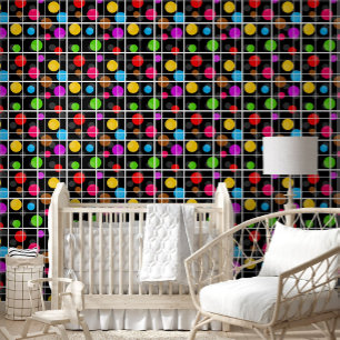 Colourful Polka Dots Windowpane Pattern Design  Wallpaper