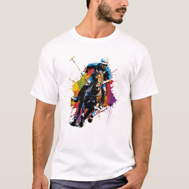  Colourful Polo player Boy on Mens Polo Equestrian (Front)