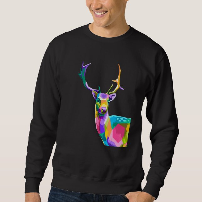 Colourful polygon animal deer art sweatshirt (Front)